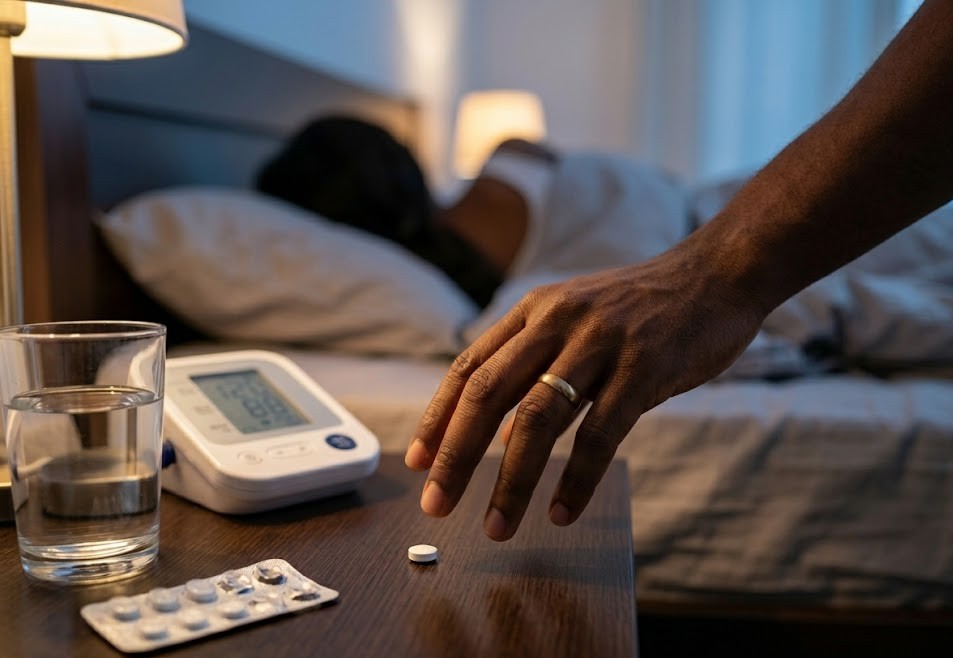 Man reaching for medication